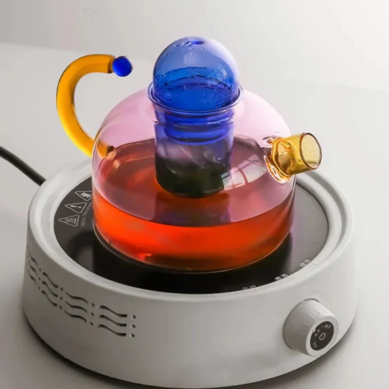 Avtoit | Contrasting Color Glass Teapot Set – Stylish & Heat Resistant Design