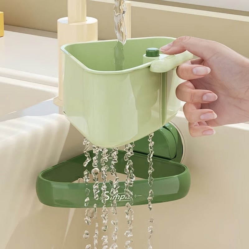 Avtoit | Corner drain basket with suction cup – With floor flap for touch-free disposal