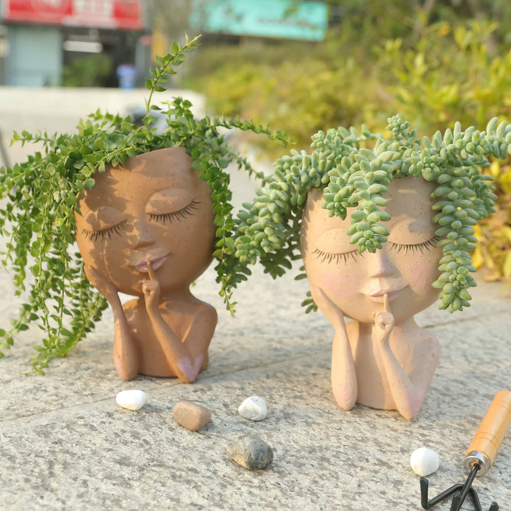 Decorative Face Plant Pot for Houseplants and Succulents