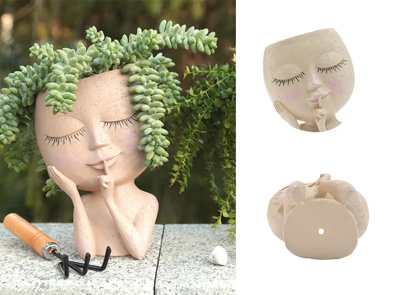 Decorative Face Plant Pot for Houseplants and Succulents