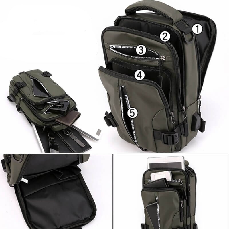 Avtoit | Waterproof Oxford Crossbody Bag, Anti-Theft Sling Bag, USB Charging & Multi-Pocket Design