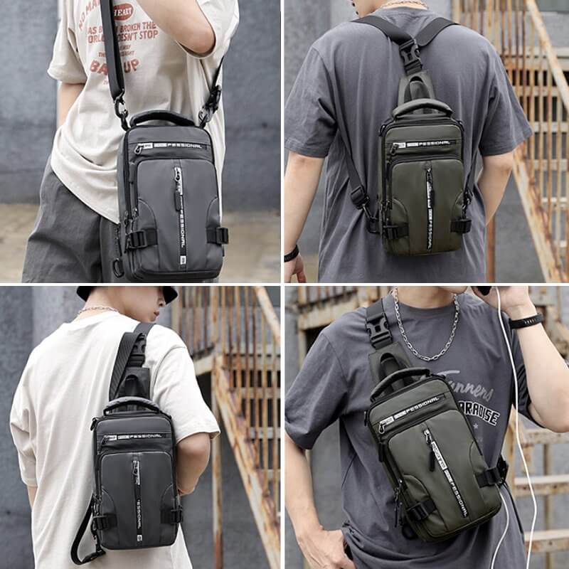 Avtoit | Waterproof Oxford Crossbody Bag, Anti-Theft Sling Bag, USB Charging & Multi-Pocket Design