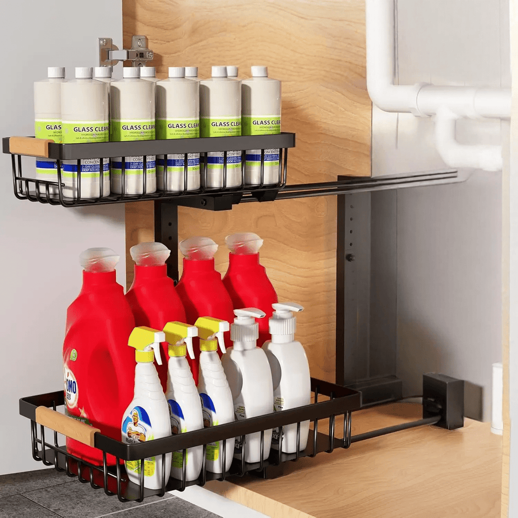Avtoit | Curcura – Heavy-Duty Adjustable Steel Under Sink Organizer for Kitchen & Bathroom