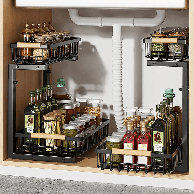 Avtoit | Curcura – Heavy-Duty Adjustable Steel Under Sink Organizer for Kitchen & Bathroom