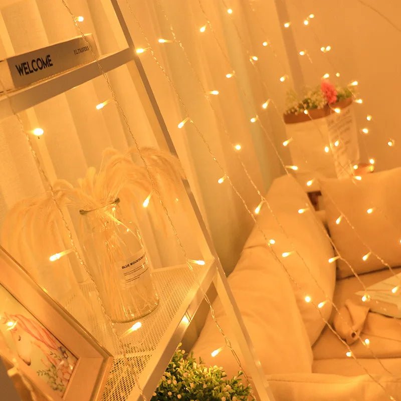 Avtoit | Curtain Christmas Lights 8 Modes Control - Remote Control Christmas Decorative Hanging String Lights