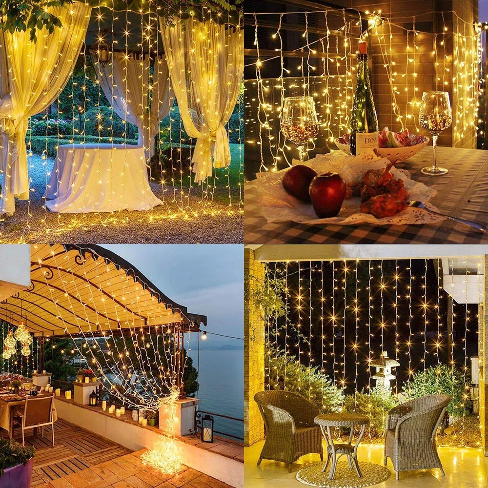 Avtoit | Curtain Christmas Lights 8 Modes Control - Remote Control Christmas Decorative Hanging String Lights