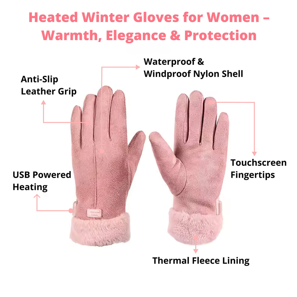 Avtoit | Heated Gloves for Women UK – Ladies Thermal Waterproof Winter Gloves with Touch Screen & USB Rechargeable Warm Design