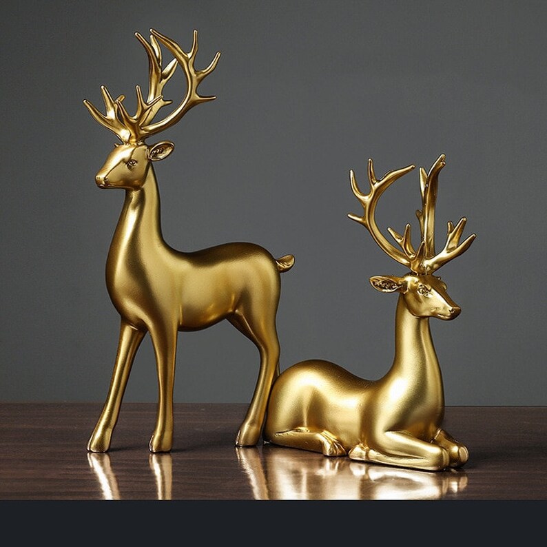 Avtoit | Golden Couple Deer Figurines