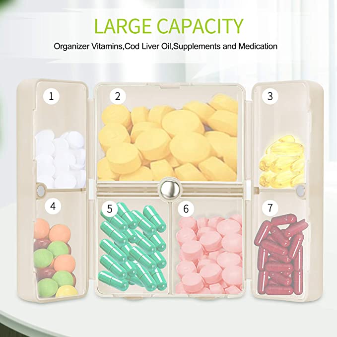 Avtoit | Daily Pill Organizer – Portable 7-Compartment Box with Secure Magnetic Closure (3 Pieces)