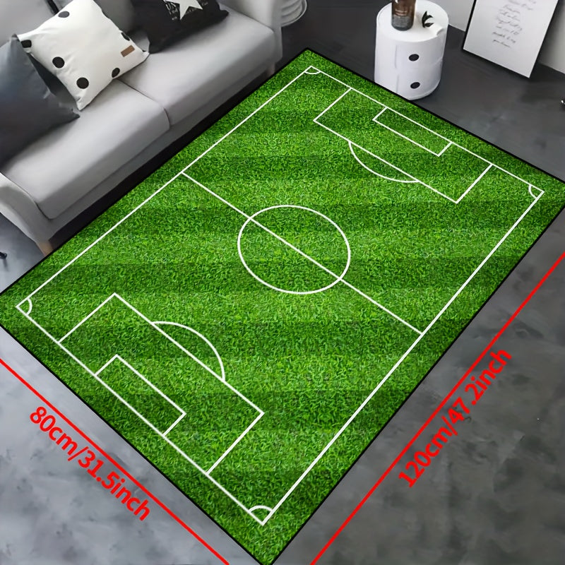 Avtoit | Football Field Pattern Carpet - non-slip washable lounge mats for living room, bedroom, garden or gaming room
