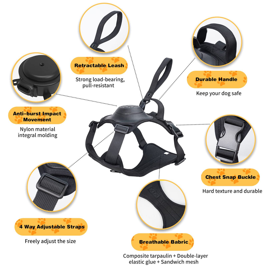 Avtoit | mamymarket™ - Dog Harness and Retractable Leash Set All-in-One