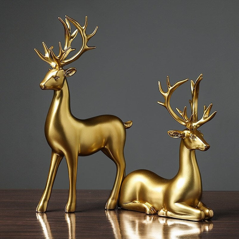 Avtoit | Golden Couple Deer Figurines