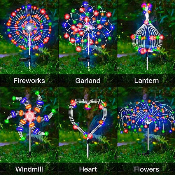 Avtoit | 4 Piece Solar Firework Garden Lights - Weatherproof LED Decorative Lighting, Solar Energy for Garden and Patio