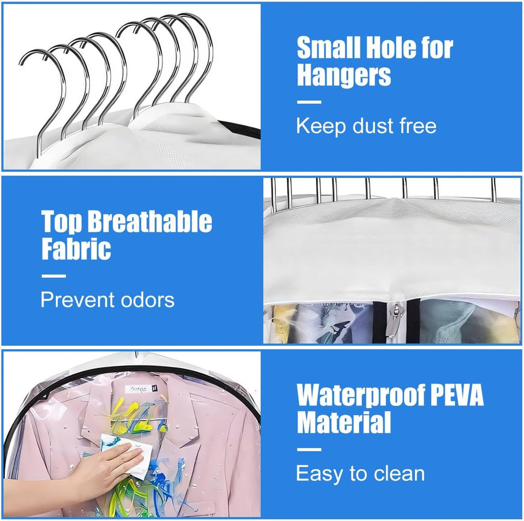 Avtoit | Clear Gusseted Garment Covers – 3-Pack Storage Bags with Side Zipper (Buy 1, Take 1 FREE)