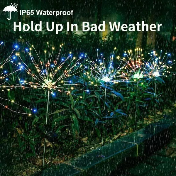 Avtoit | 4 Piece Solar Firework Garden Lights - Weatherproof LED Decorative Lighting, Solar Energy for Garden and Patio