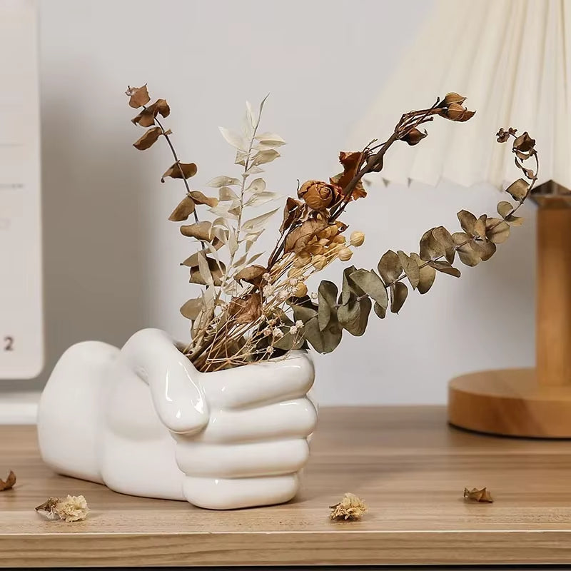Avtoit | Artistic Hand Gesture Ceramic Tabletop Flower Vase