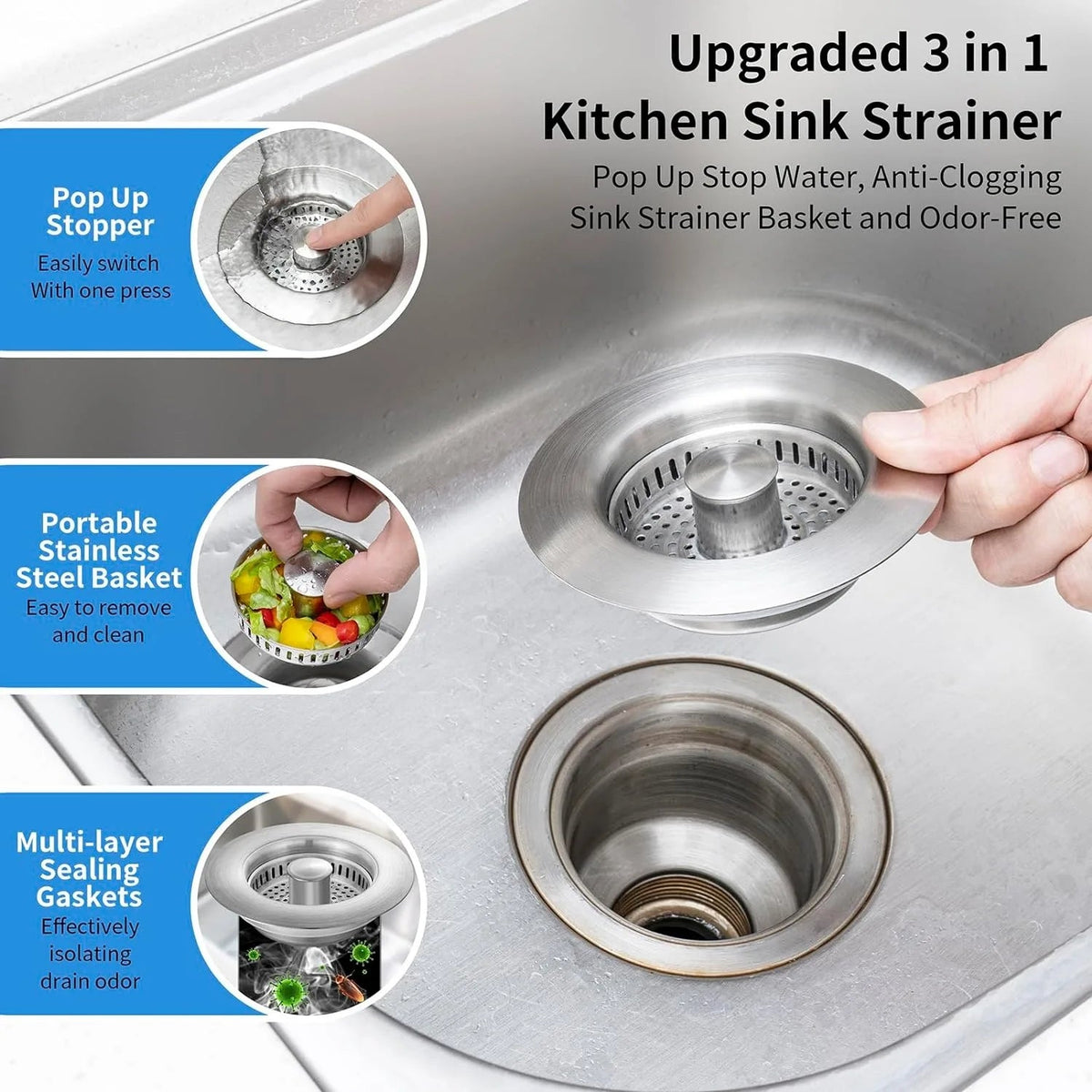 Avtoit | Stainless Steel Pop-Up No-Odor Drain Filter