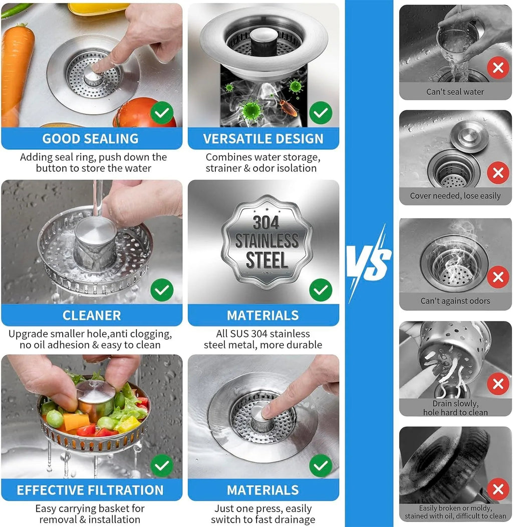 Avtoit | Stainless Steel Pop-Up No-Odor Drain Filter