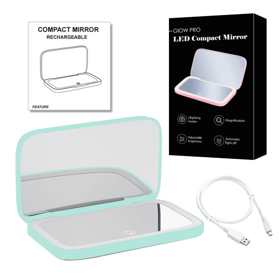 Avtoit | Mini LED 10x Magnification Cosmetic Mirror with Various Light Settings, USB Rechargeable