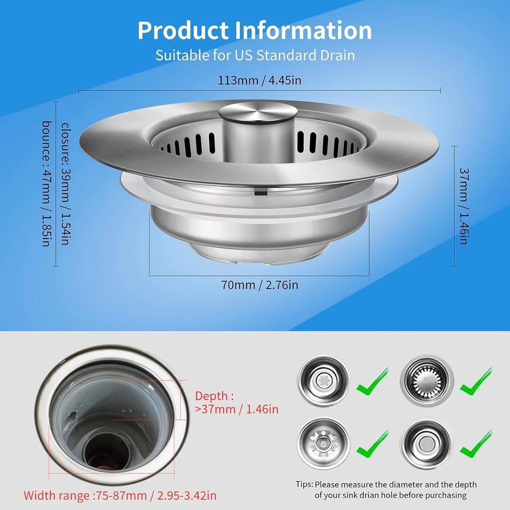Avtoit | Stainless Steel Pop-Up No-Odor Drain Filter