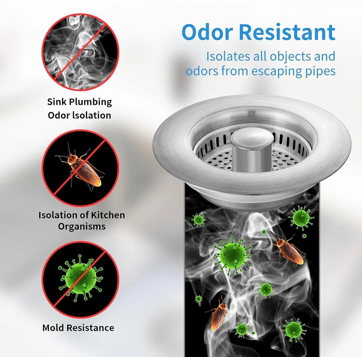 Avtoit | Stainless Steel Pop-Up No-Odor Drain Filter