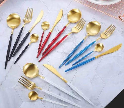 Avtoit | LUXURIOUS STAINLESS STEEL 24-PIECE GOLD-SILVER CUTLERY SET