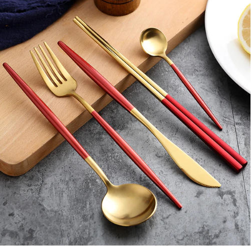 Avtoit | LUXURIOUS STAINLESS STEEL 24-PIECE GOLD-SILVER CUTLERY SET