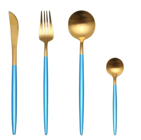 Avtoit | LUXURIOUS STAINLESS STEEL 24-PIECE GOLD-SILVER CUTLERY SET