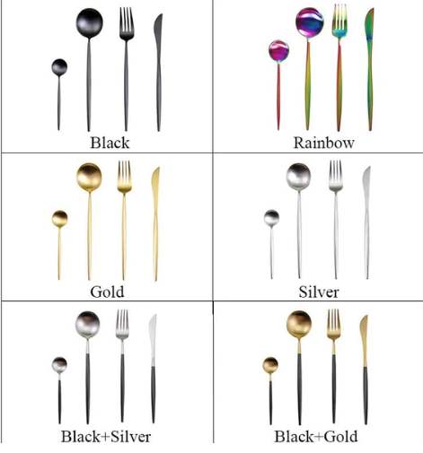 Avtoit | LUXURIOUS STAINLESS STEEL 24-PIECE GOLD-SILVER CUTLERY SET