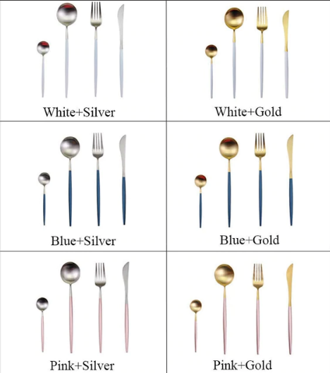 Avtoit | LUXURIOUS STAINLESS STEEL 24-PIECE GOLD-SILVER CUTLERY SET