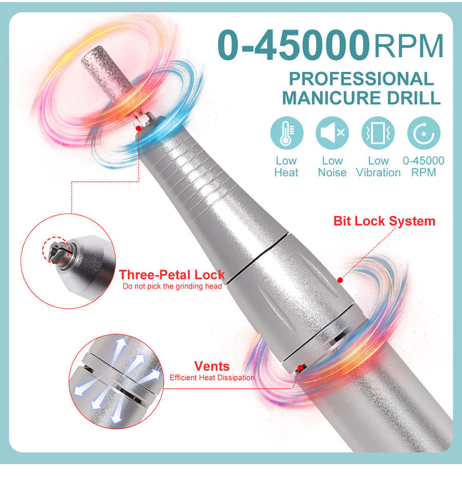 Avtoit | Professional 45000RPM portable electric nail file with rechargeable battery | Low noise level for manicure