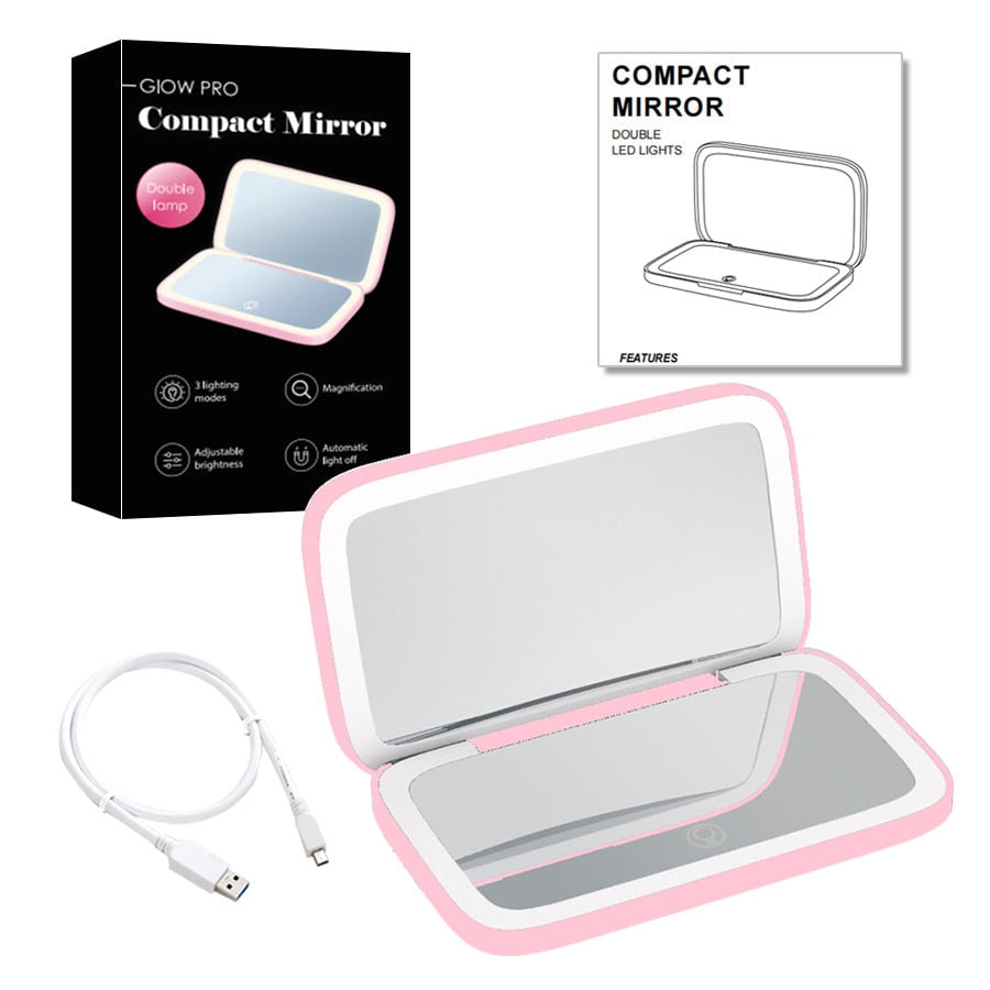 Avtoit | Mini LED 10x Magnification Cosmetic Mirror with Various Light Settings, USB Rechargeable