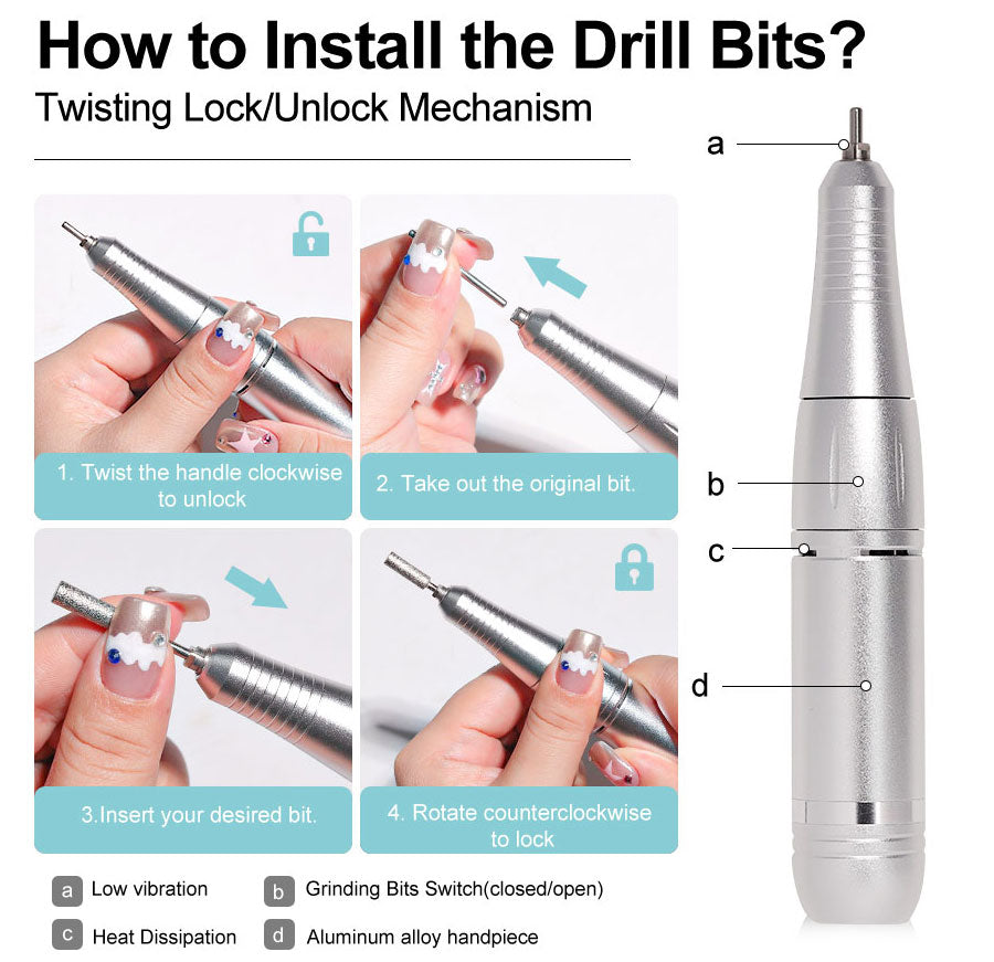 Avtoit | ProNail 45000RPM Electric Nail File – Portable Rechargeable E-File for Manicure & Acrylic Nails | Low Noise