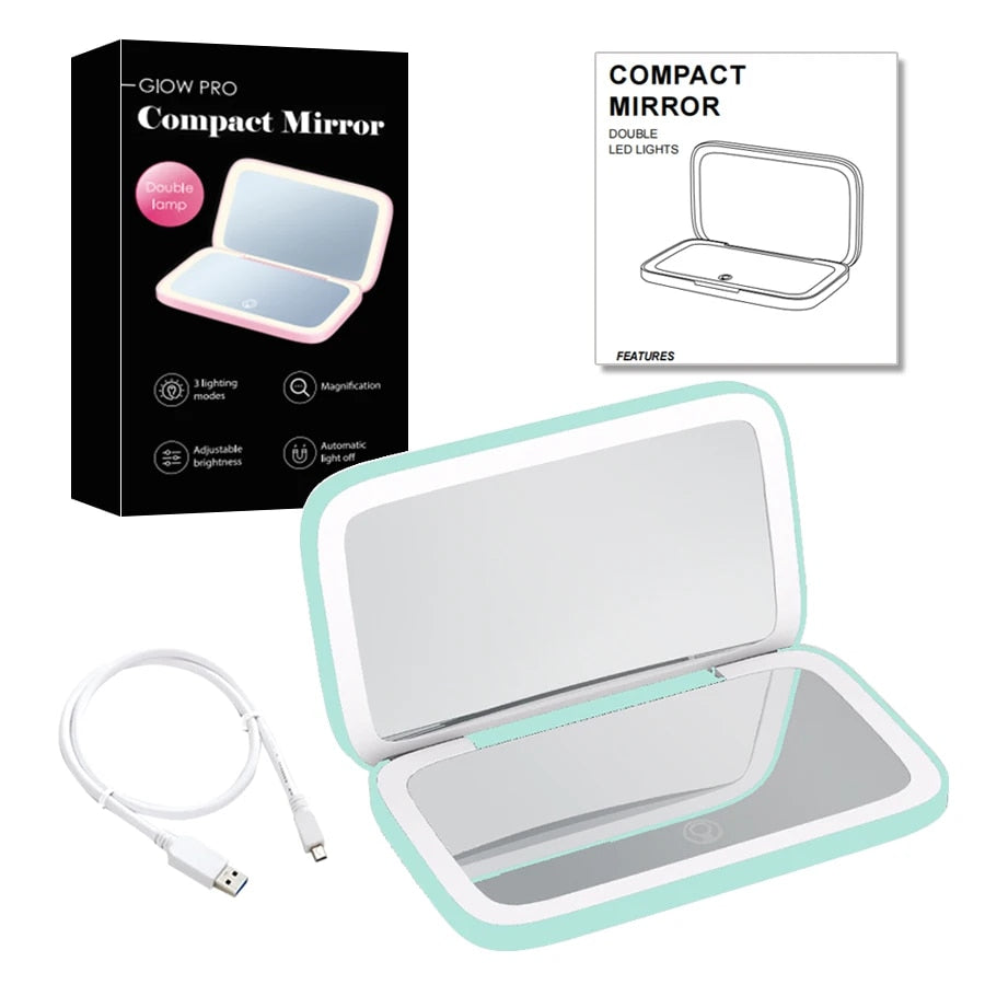 Avtoit | Mini LED 10x Magnification Cosmetic Mirror with Various Light Settings, USB Rechargeable