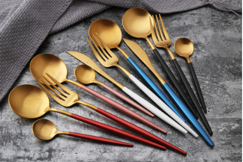 Avtoit | LUXURIOUS STAINLESS STEEL 24-PIECE GOLD-SILVER CUTLERY SET