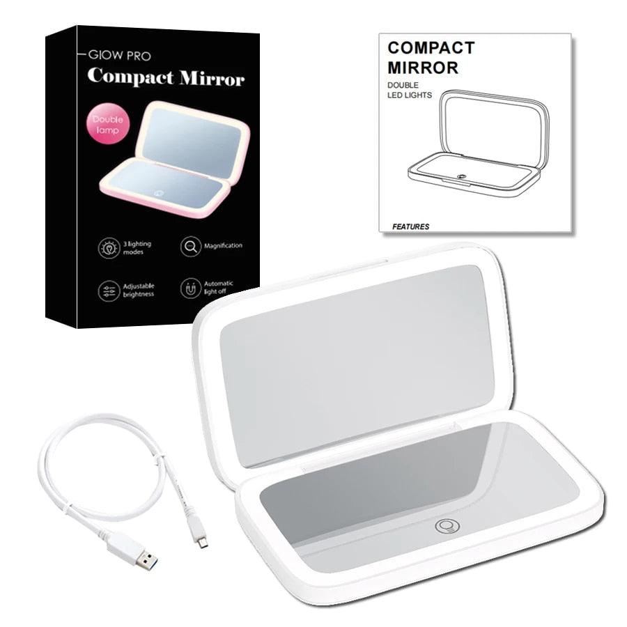 Avtoit | Mini LED 10x Magnification Cosmetic Mirror with Various Light Settings, USB Rechargeable