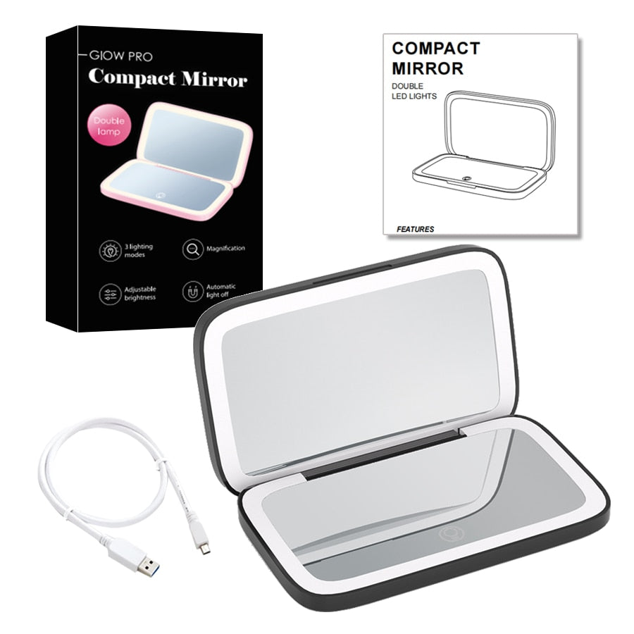 Avtoit | Mini LED 10x Magnification Cosmetic Mirror with Various Light Settings, USB Rechargeable