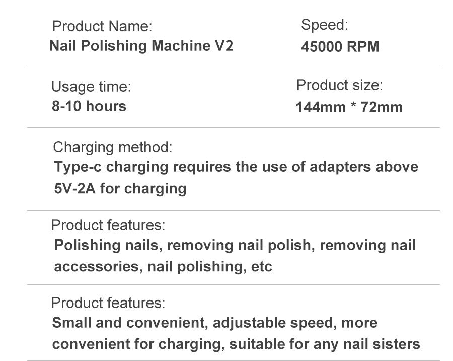Avtoit | Professional 45000RPM portable electric nail file with rechargeable battery | Low noise level for manicure