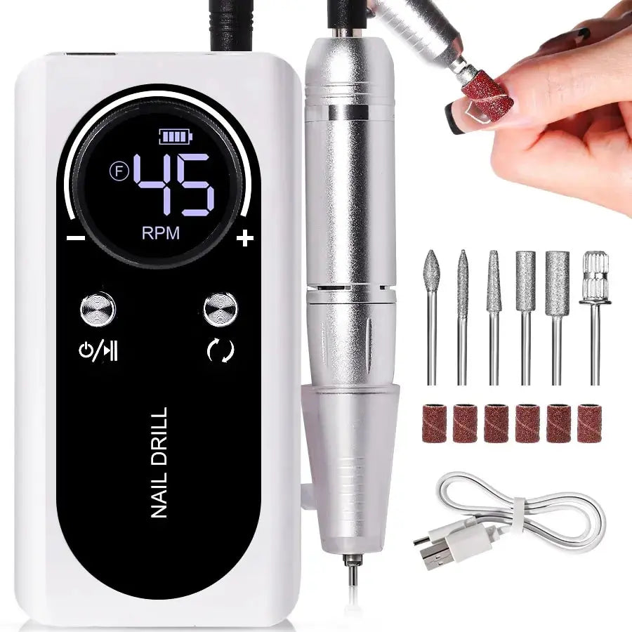 Avtoit | Professional 45000RPM portable electric nail file with rechargeable battery | Low noise level for manicure
