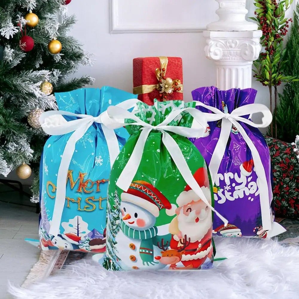 Avtoit | Drawstring Reusable Christmas Gift Bags - Gift Packaging Bag Christmas Decorations