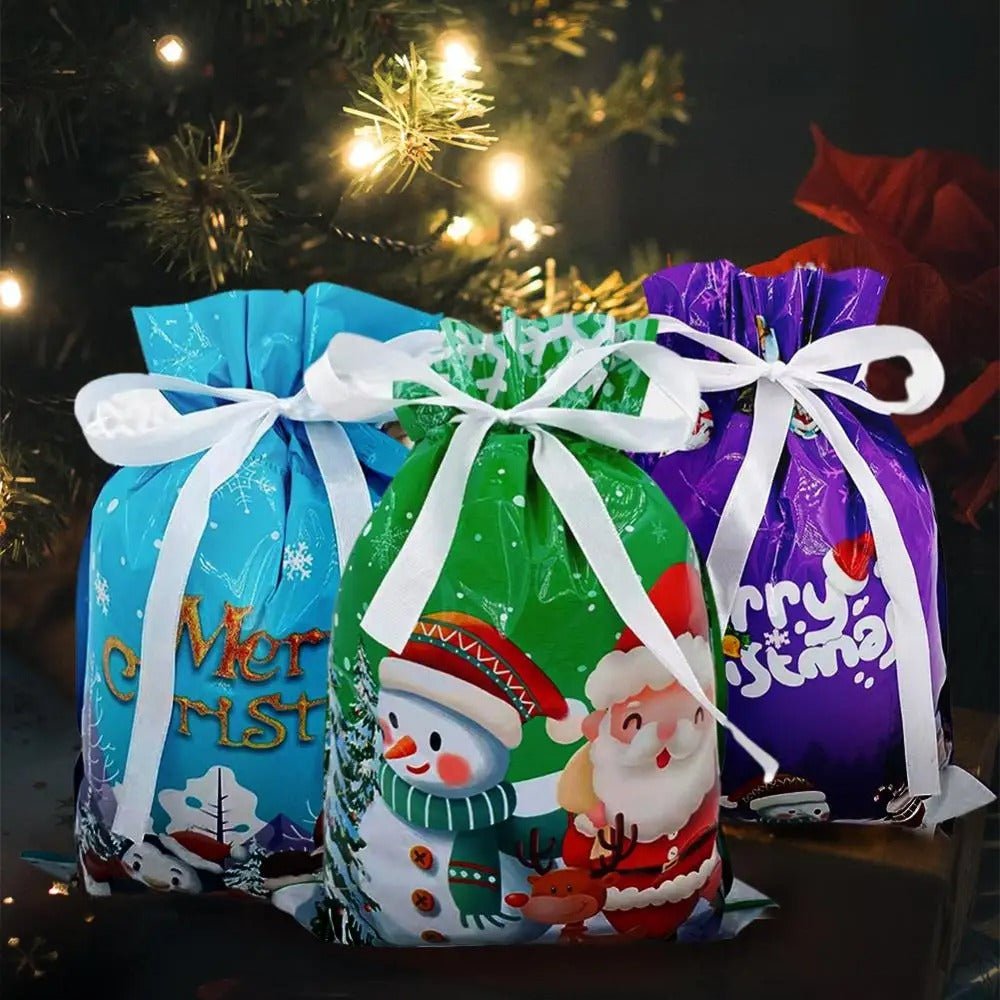 Avtoit | Drawstring Reusable Christmas Gift Bags - Gift Packaging Bag Christmas Decorations