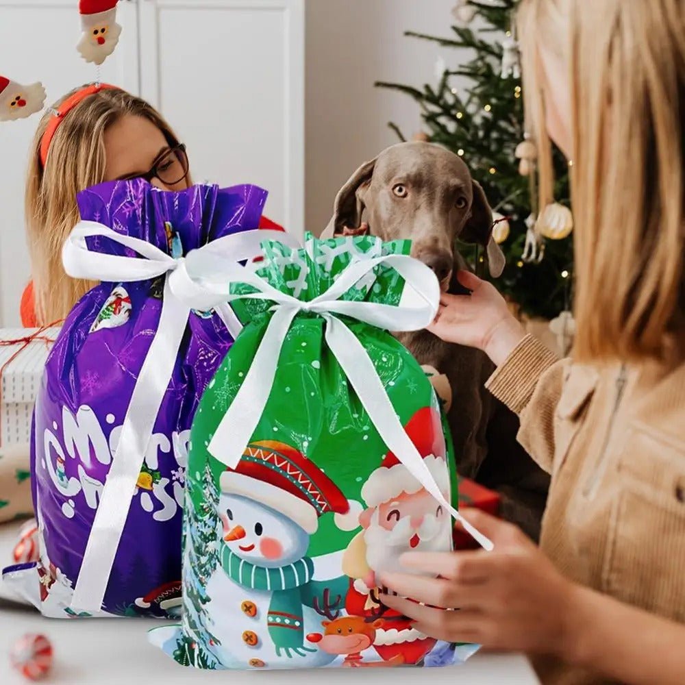 Avtoit | Drawstring Reusable Christmas Gift Bags - Gift Packaging Bag Christmas Decorations