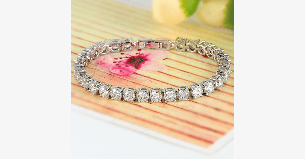 Avtoit | Diamond Eternity Bracelet in Silver Color - Round Cut Diamond Zircon Stones - Let You Look Stunning