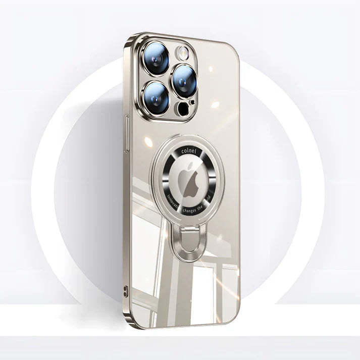 Avtoit | iPhone MagSafe Series | Transparent electroplated rotating stand phone case
