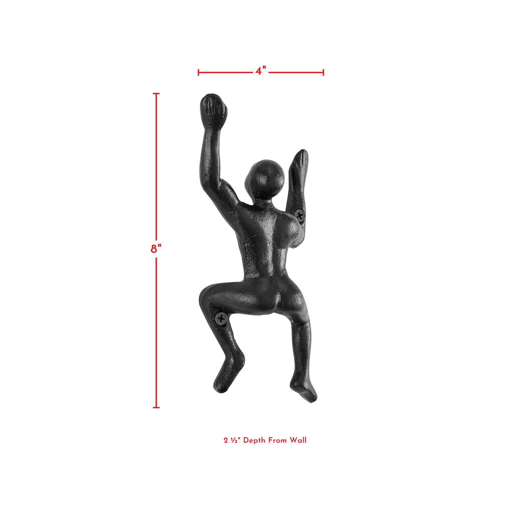 Avtoit | "Wall Climber" Cast Iron Decorative Black Wall Mount Hooks (Set of 2)
