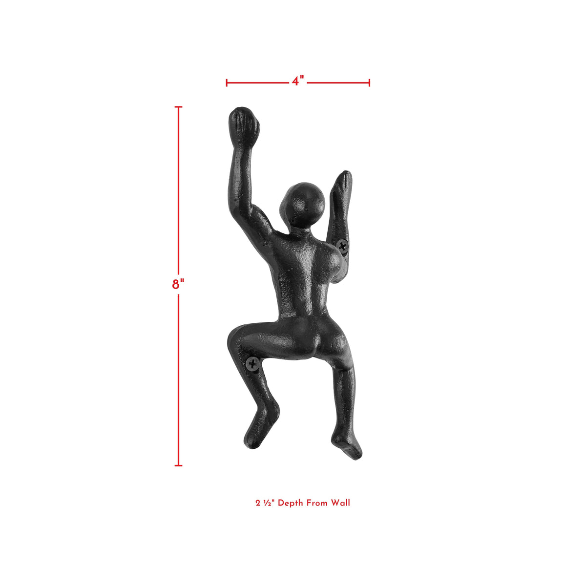 Avtoit | "Wall Climber" Cast Iron Decorative Black Wall Mount Hooks (Set of 2)