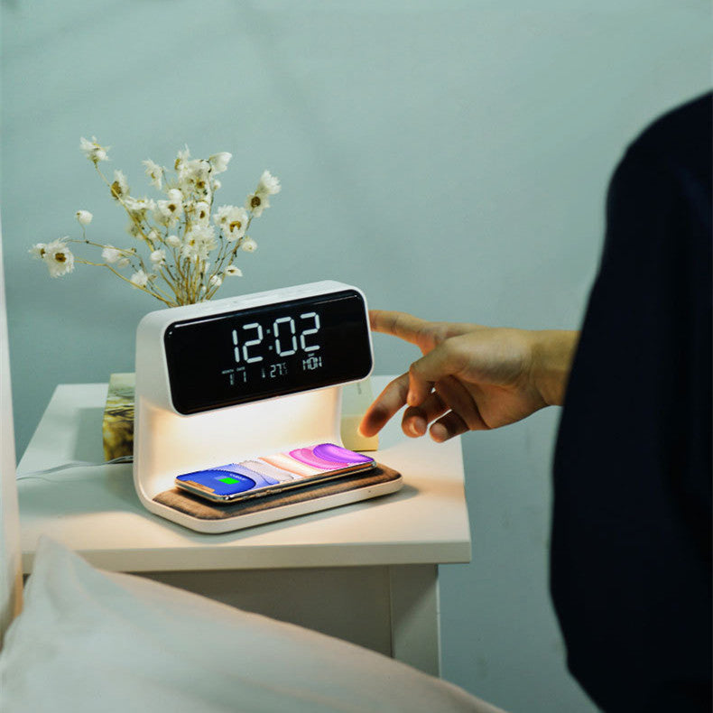 Avtoit | 3-in-1 Bedside Lamp with Wireless Charger – LCD Alarm Clock & Touch Dimmable LED Table Lamp