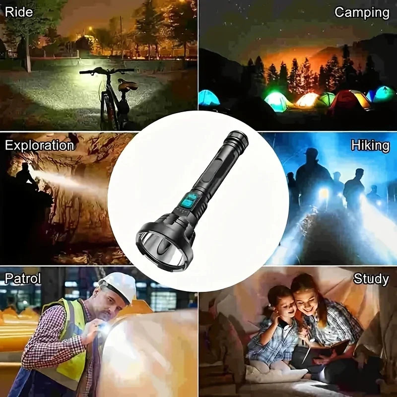 Avtoit | 90000LM LED flashlight – Tactical searchlight with USB charging and super bright lighting