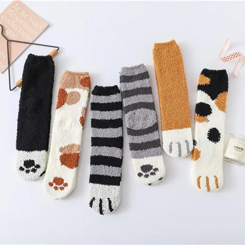 Avtoit | Cozy Cat Paw Socks – Plush Fleece Ankle Socks with Elastic Fit