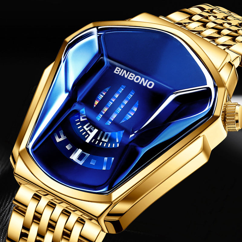 Men's Diamond-Style Quartz Watch with Creative Second Hand